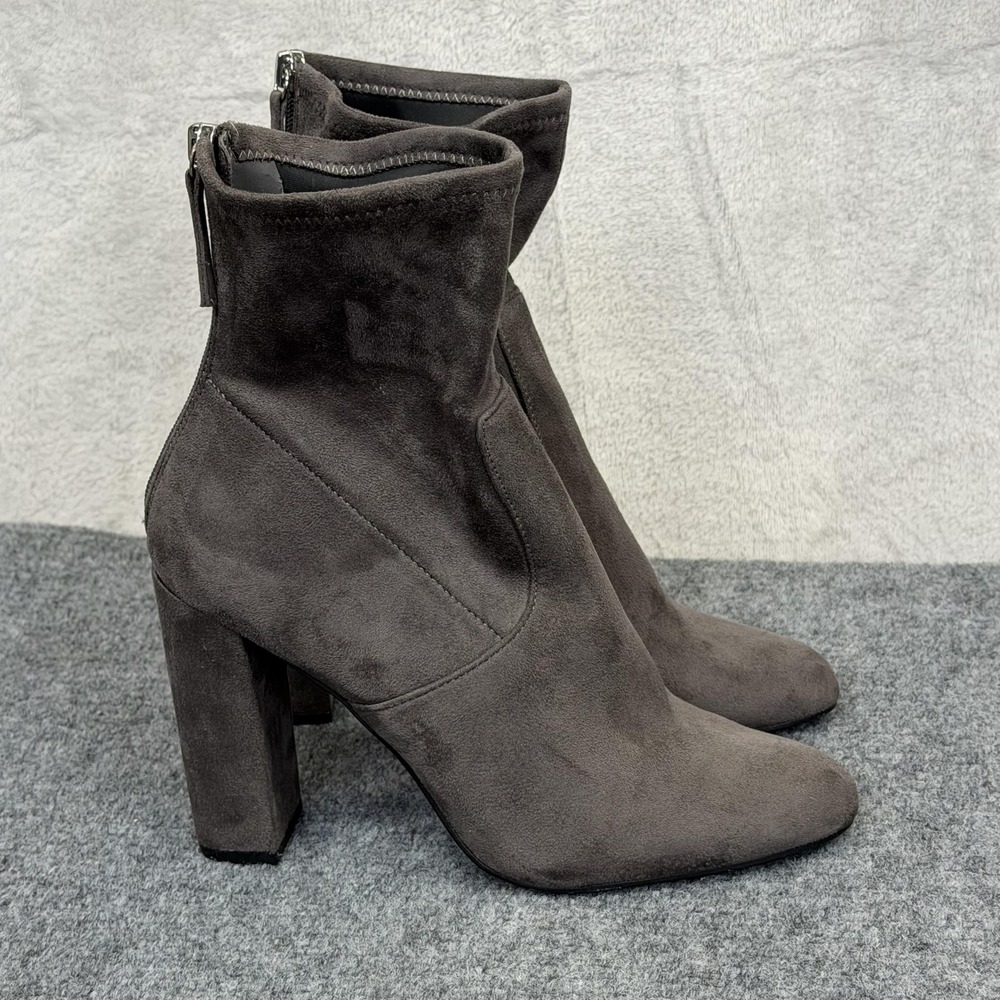 Steve Madden Brisk Shoes‎ Womens 10 Gray Suede Sock Ankle Boot High Block Heel